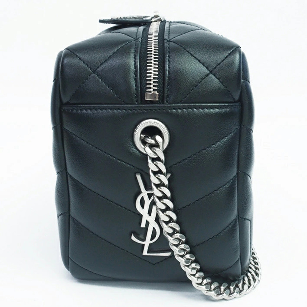 Yves Saint Laurent Shoulder Bag stitch Crossbody Chain Strap Matte Black - Picture 5 of 6